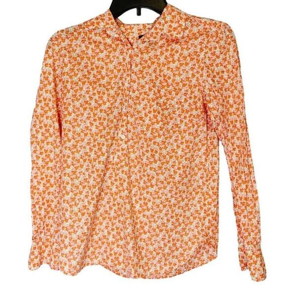 Tops - J. Crew Floral Novelty Print Collared Long Sleeve Button Down Shirt Blouse Sz 00